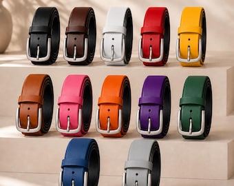Handmade Genuine Leather Belt: Classic Casual Waist Belt for Men Women (Adjustable)