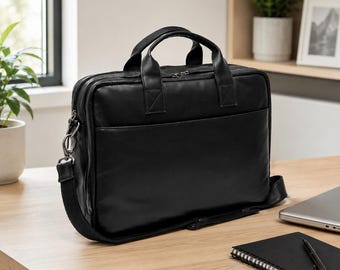 Leather Laptop Bag, Genuine Leather Messenger Bag, Laptop Shoulder Bag, Leather Work Bag, Business Laptop Bag