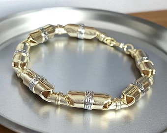 Exclusive Hypoallergenic Chunky link 14k Two-Tone gold filled Mens bracelet 8mm wide.