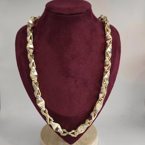 Exklusivt, tjockt, hypoallergent, unikt 14k tvåfärgat guldfyllt herrhalsband, 10 mm brett