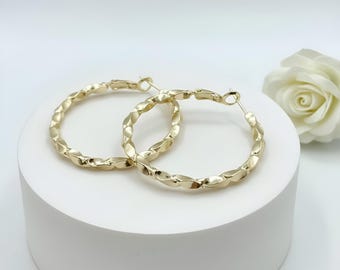 Brincos de argola exclusivos hipoalergênicos banhados a ouro 14k, 40 mm