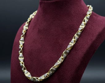 Exclusive  Chunky link Hypoallergenic unique 14k Two-Tone Gold Filled  mens  necklace 10mm widht