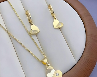 Hypoallergenic 14k gold filled Necklace and Earrings Set