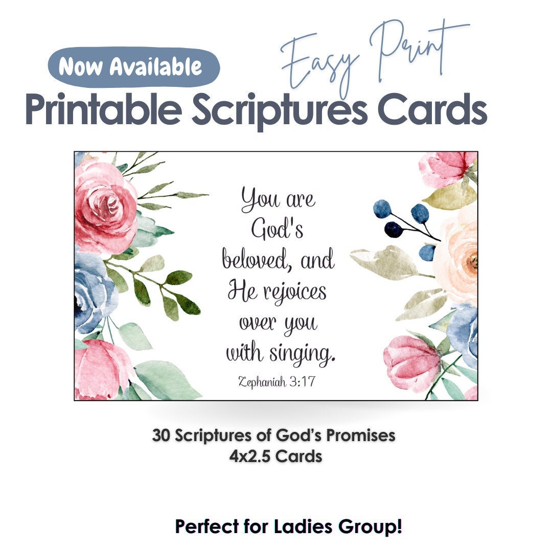 Inspirational Christian Bible Verses Printable Scripture Cards Set ...