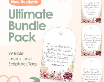 Inspirational Bible Verse Tags Bundle | Printables | Encouragement & Motivation, Instant Download