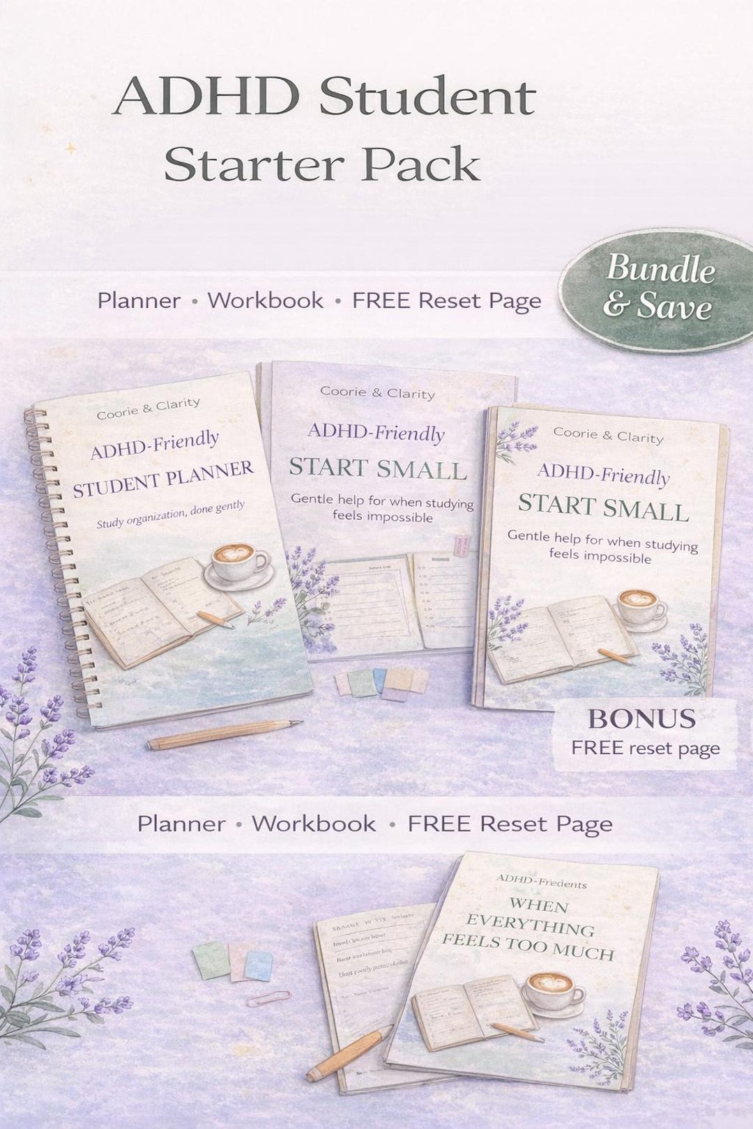 ADHD Student Planner Bundle | Gentle Study Support (PDF Printable A4 ...