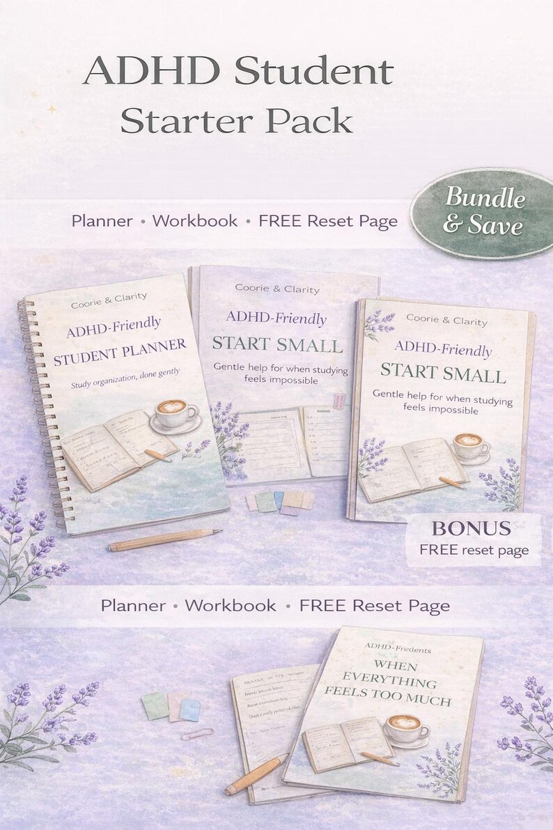 ADHD Student Planner Bundle | Gentle Study Support (PDF Printable A4 ...