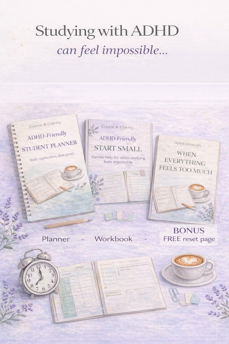 ADHD Student Planner Bundle | Gentle Study Support (PDF Printable A4 ...