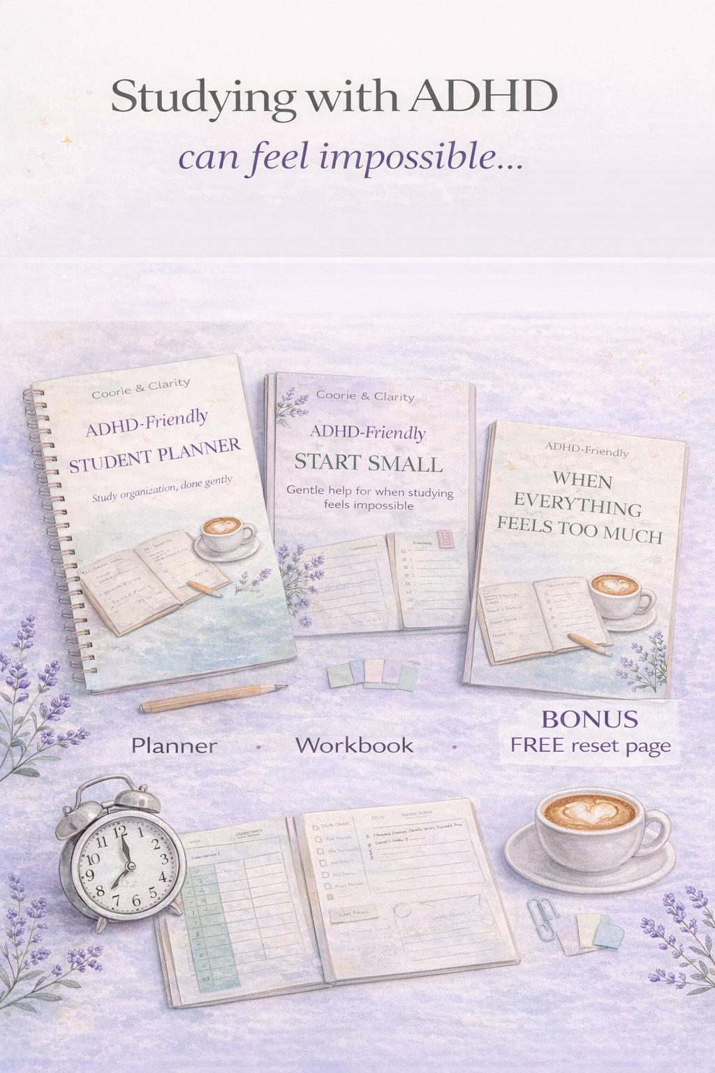 ADHD Student Planner Bundle | Gentle Study Support (PDF Printable A4 ...