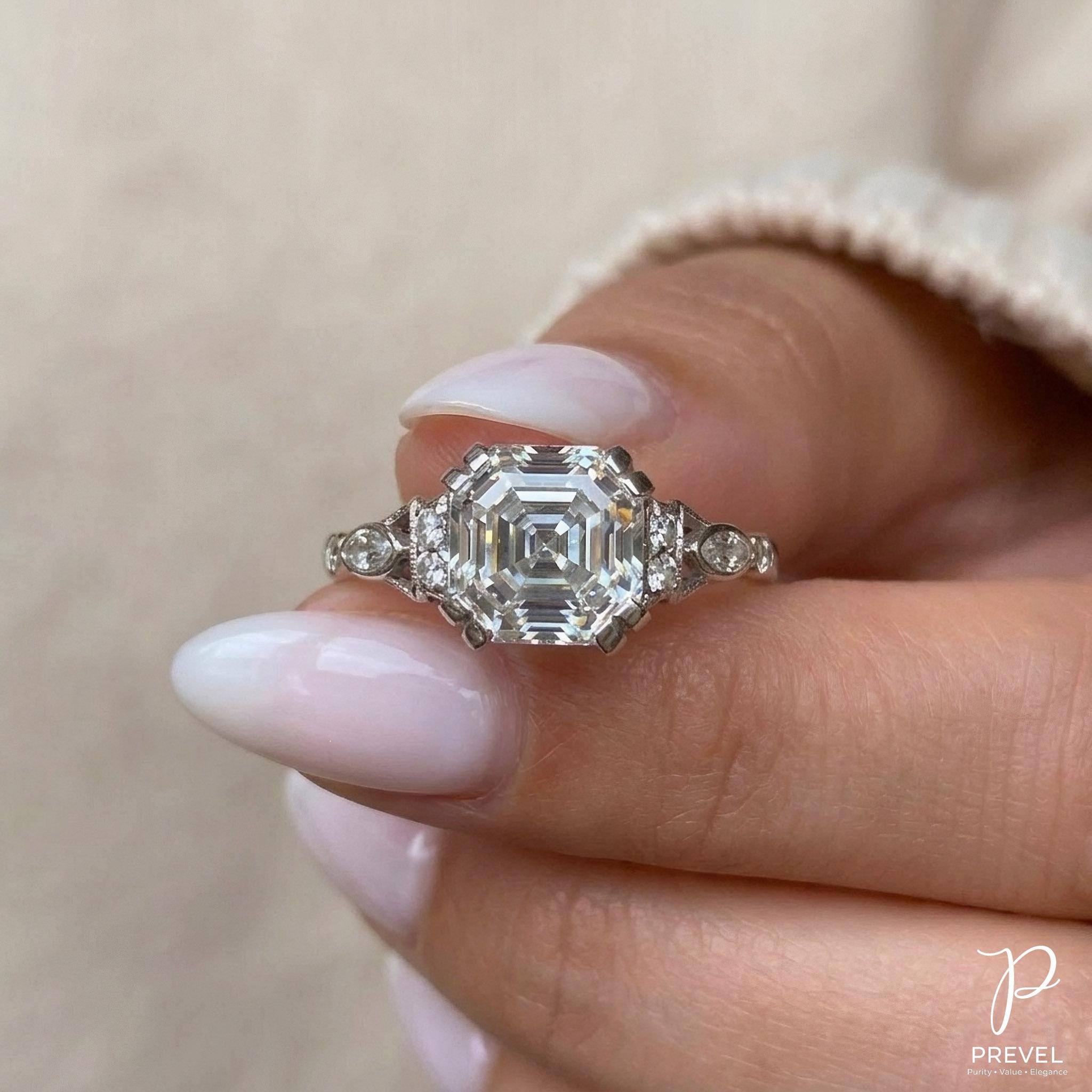 Art Deco Asscher Moissanite Ring