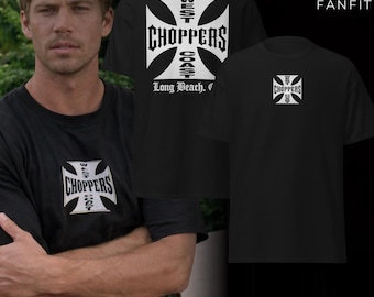West Coast Choppers Long Beach grafisch T-shirt, bordeauxrood katoenen shirt