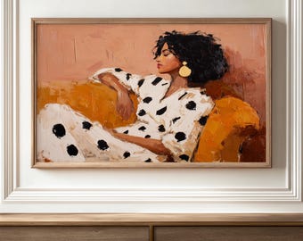 Digitales Porträt Wandkunst | Afrozentrische Frauenmalerei für stilvolles Dekor