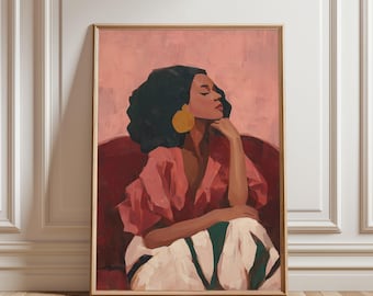 Digital Download schwarze Frau Portrait Print, moderne afrocentric Wand Kunst Wohnzimmer Dekor