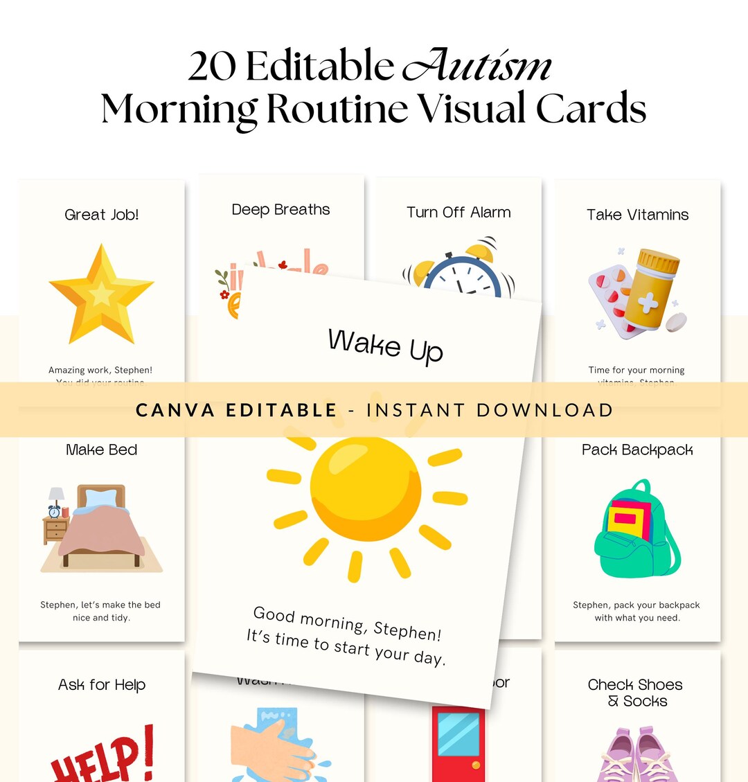Autism Morning Routine Visual Schedule Printable, Editable Routine ...