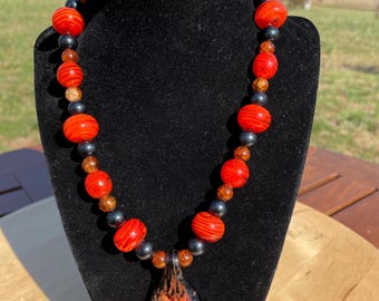 Handcrafted Bohemian Style Glass Bead Necklace