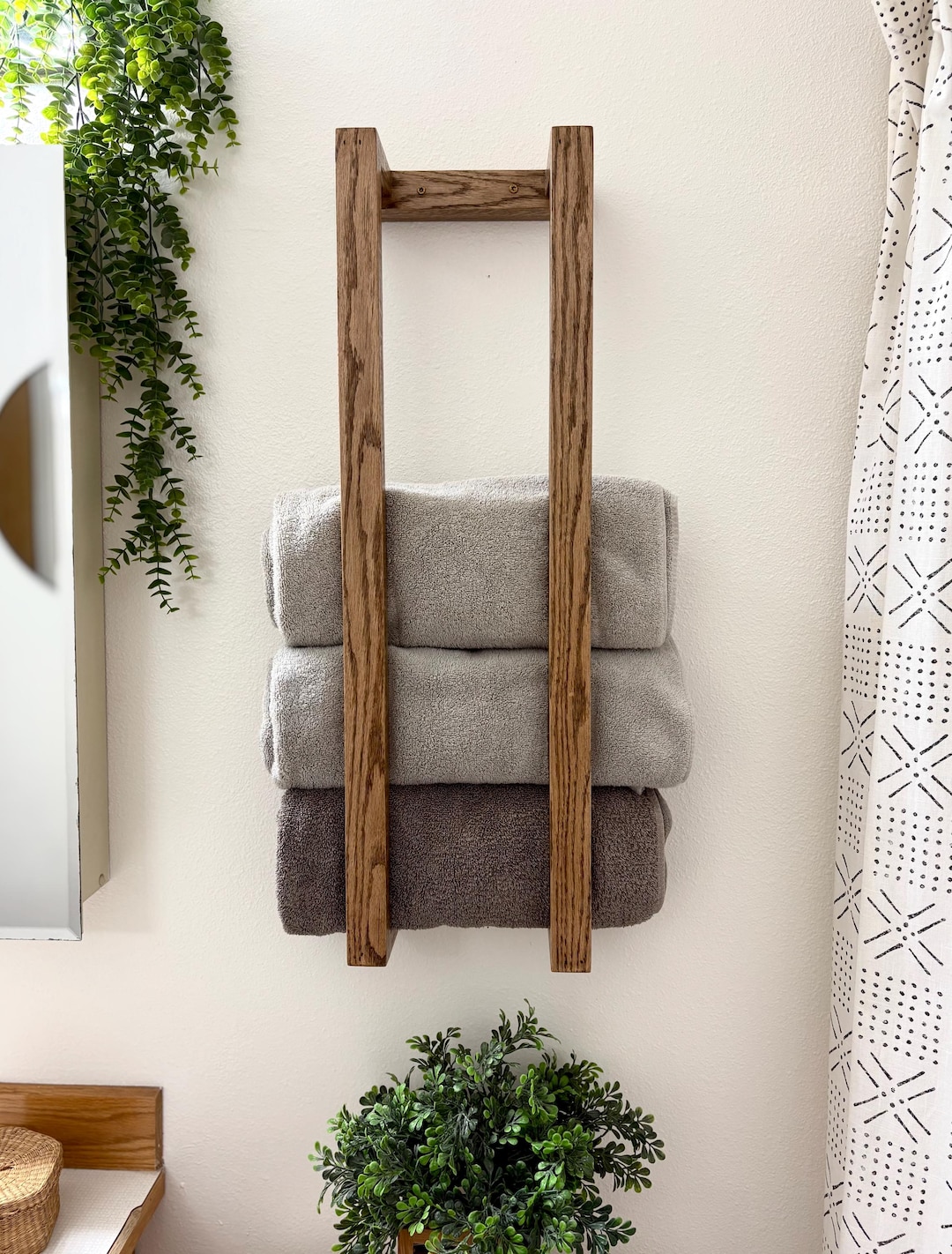 Humity Rack Solid White Oak Floating Spa Towel Rack - Sealed for Humidity ...