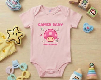 Gamer Baby Girl Romper | Kawaii Retro Bodysuit | Gamer Baby Gift | Mario Inspired Baby Clothes