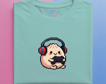 Kawaii Pixel Art Bao Dumpling Gamer T-Shirt | Unisex Tee | Kawaii Steamed Bun shirt| Cute Surprise Squishy Dumpling | Organic Cotton |