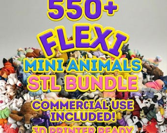 Paquete de más de 500 minianimales flexibles en formato STL / Juguetes articulados para impresión 3D / Criaturas para imprimir en el sitio / Modelos inquietantes y adorables / Descarga instantánea