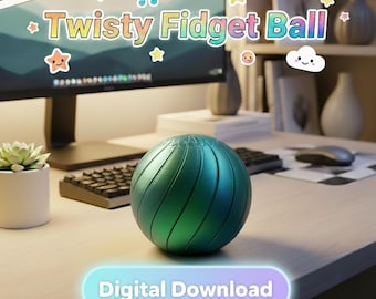 Pelota antiestrés giratoria (archivo STL y 3MF) / Juguete antiestrés para imprimir en el lugar / Juguete sensorial de escritorio / Imprimible en 3D / Descarga digital instantánea