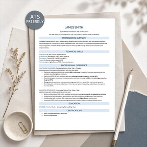 Software Engineer Resume Template, ATS Friendly CV, Developer Resume Word, Tech Career Change, Instant Download