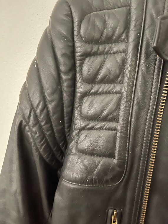 Black Leather Motorcycle Jacket - image 4