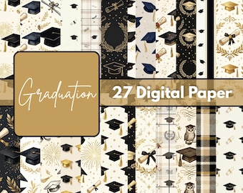 Lot de papier numérique transparent pour l'obtention du diplôme 12 x 12 JPG | Modèles de célébration 300 DPI pour scrapbooking, bricolage, fête, téléchargement