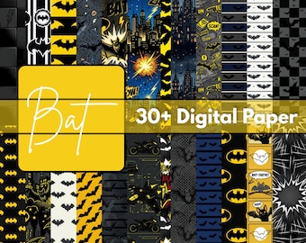 Bat Digital Paper Pack 12x12 JPG 300 DPI | Spooky Halloween Backgrounds Gothic Patterns for Scrapbook Crafts DIY Printable Download