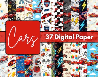 Vintage Cars Digital Paper Pack 12x12 JPG | Racing & Auto Backgrounds for Scrapbook Junk Journal Crafts DIY Printable Craft Pack HD
