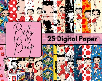 Vintage Retro Diva 12x12 Digital Paper Pack 25 JPG Files 300 DPI High Resolution Printable Scrapbook Backgrounds for DIY Crafts and Designs!