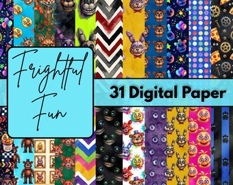 Spooky Mischief Digital Paper Collection, Halloween Scrapbook Backgrounds, 12x12 JPG Printable Paper, Cute Creepy Craft Designs