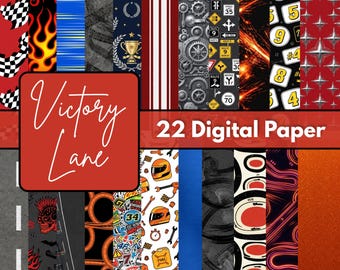 Racing Track Digital Paper Bundle, Speed Theme Background Pack, Motorsport Pattern Collection, 12x12 JPG, Printable Craft Papers