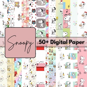 Paquete de papeles digitales con lindos perros de dibujos animados, 12x12 JPG / 300 DPI, fondos imprimibles para álbumes de recortes infantiles, ideales para fiestas, manualidades y proyectos de bricolaje. Descarga instantánea.