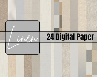 Linen Digital Paper Pack 12x12 JPG | Neutral Fabric Texture Backgrounds | Rustic Beige Scrapbook Paper Printable Patterns DIY Download