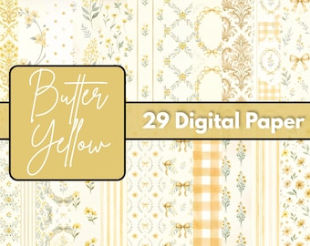 Butter Yellow Digital Paper 12x12 JPG, Soft Yellow Scrapbook Paper, Sunny Backgrounds, Printable Craft Paper, Journal & Card Making