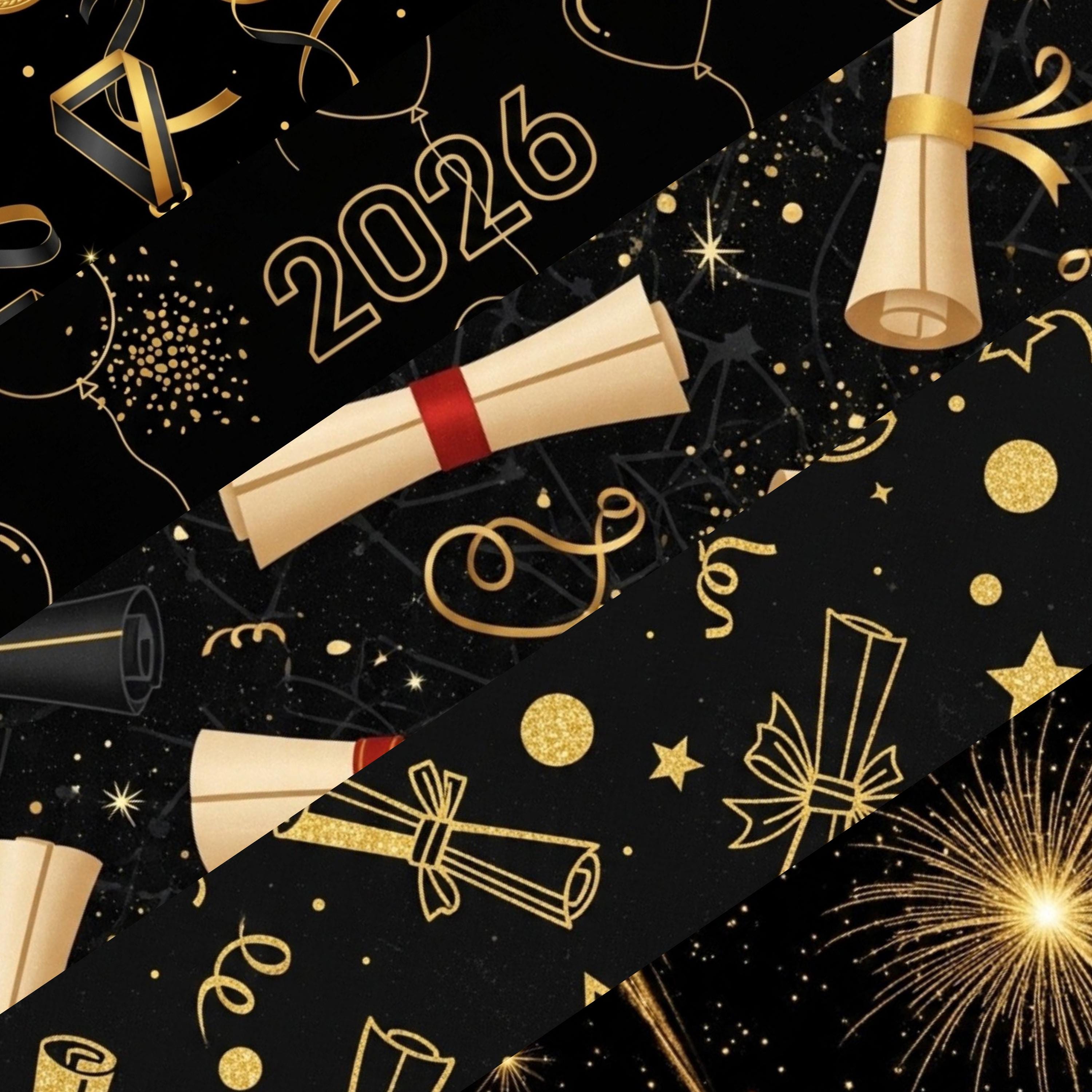 Class of 2026 Graduation Digital Paper Pack 12x12 JPG | Black Gold Grad ...