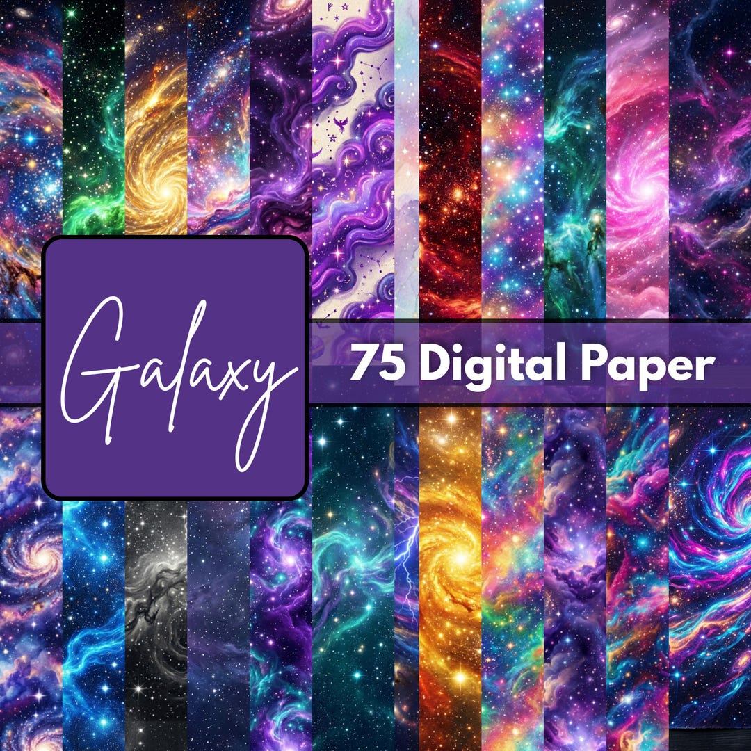 Galaxy Digital Paper Pack 12x12 JPG | Cosmic Space Backgrounds for ...