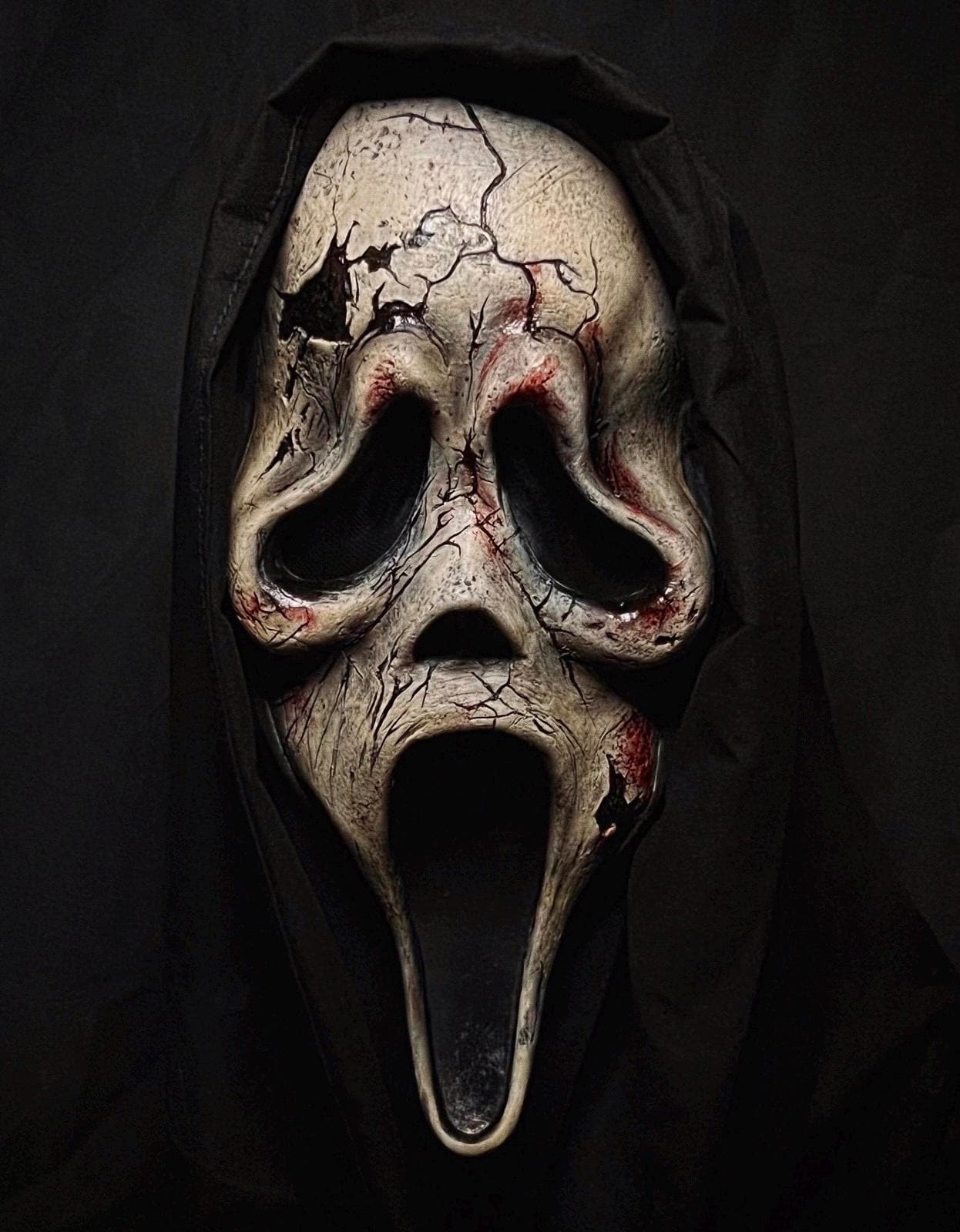 Masque Ghost Face Scream - Blanc Et Noir - Avec Capuche - Halloween - Adulte