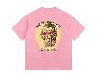 Resting Beach Face Vintage Washed Oversized Cotton T-Shirt