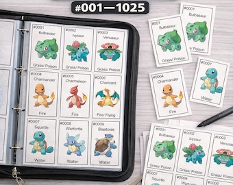 Complete tijdelijke Pokédex-kaarten #001-1025 - digitale download