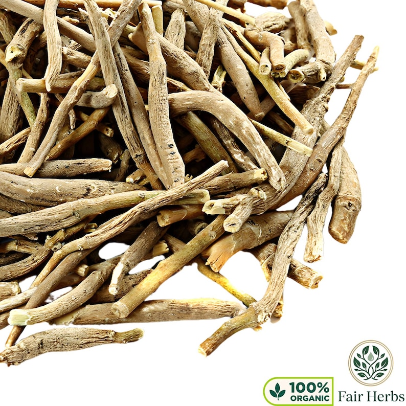 Premium Ashwagandha powder in kraft pouch, Withania somnifera, organic Ayurvedic herbal supplement