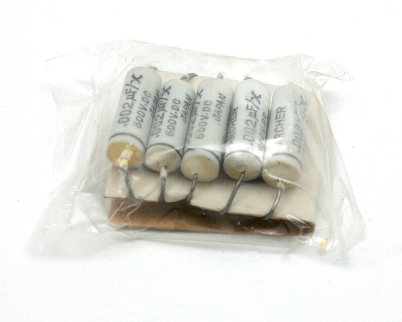 steampunk art craft supply Vintage capacitor .002 mfx uf 600v dc Archer audio electronics radio electrical parts unused new old stock NOS