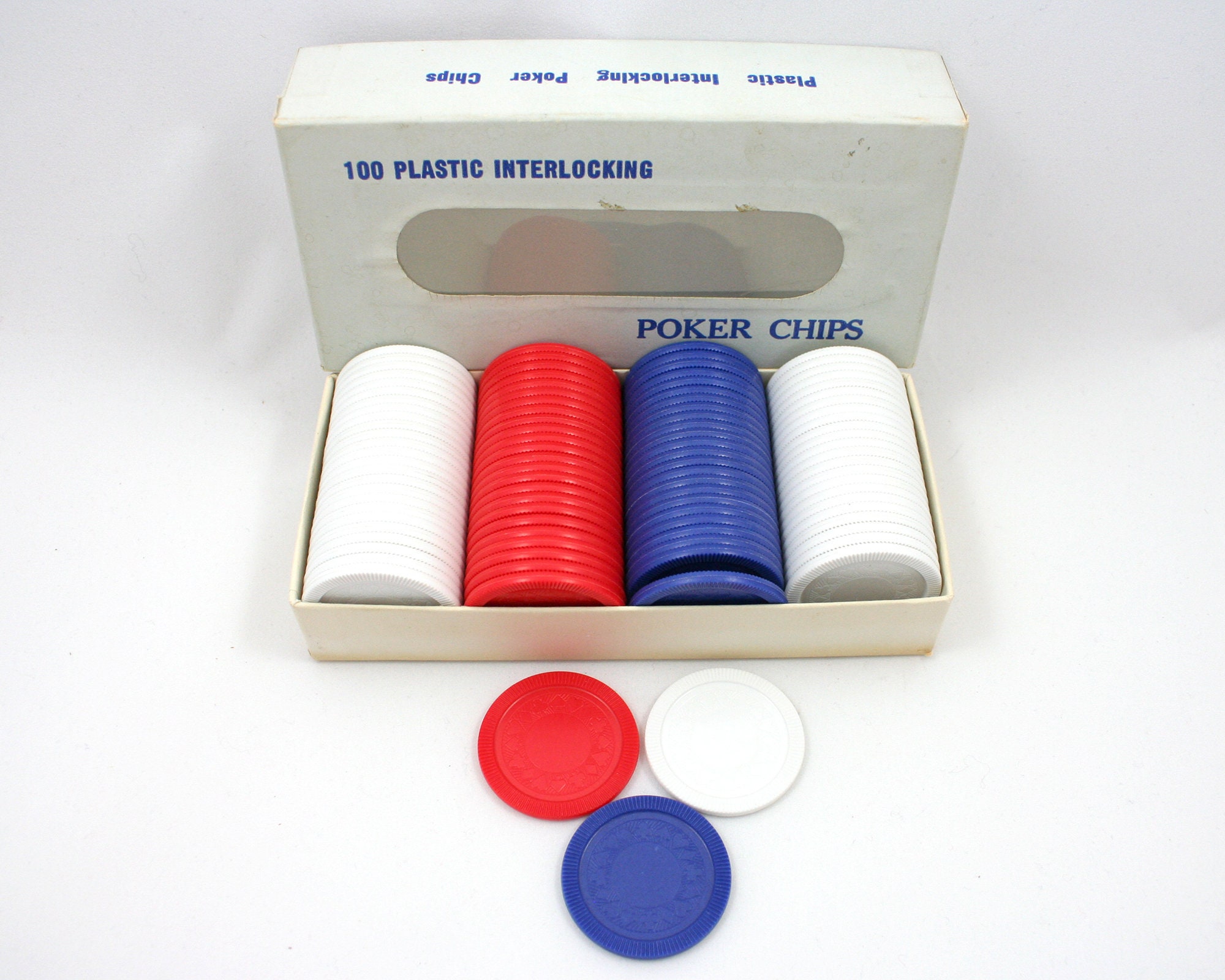 Vintage Interlocking Plastic Poker Red White Blue - Etsy