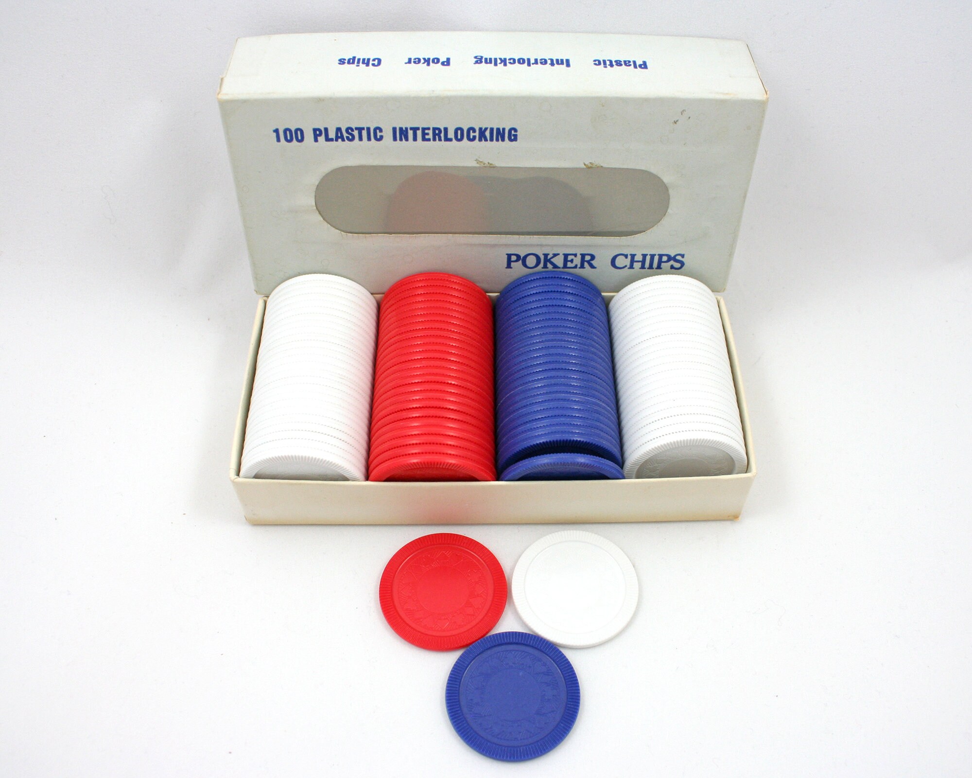 Vintage Interlocking Plastic Poker Chips Red White Blue Etsy UK