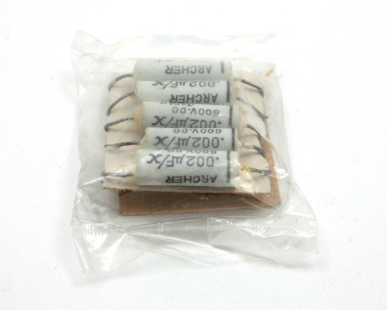 steampunk art craft supply Vintage capacitor .002 mfx uf 600v dc Archer audio electronics radio electrical parts unused new old stock NOS
