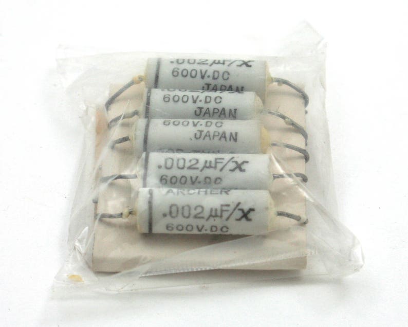steampunk art craft supply Vintage capacitor .002 mfx uf 600v dc Archer audio electronics radio electrical parts unused new old stock NOS