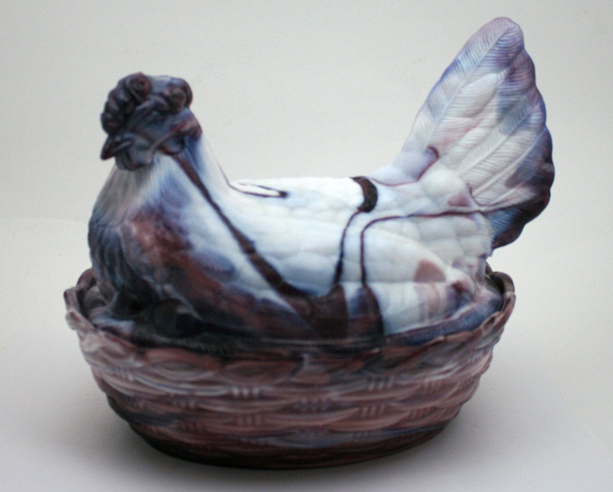Vintage hen on nest purple slag glass pressed glass violet Etsy
