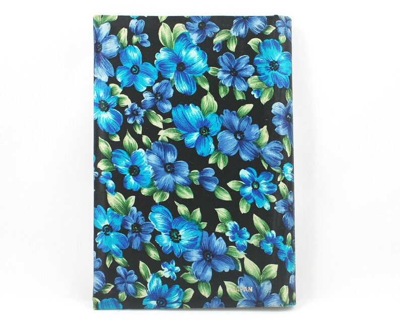 landscape photo sleeves 4x5 film print photographs black blue green floral cloth book cover Vintage 1980s 8x5 blue flowers photo album