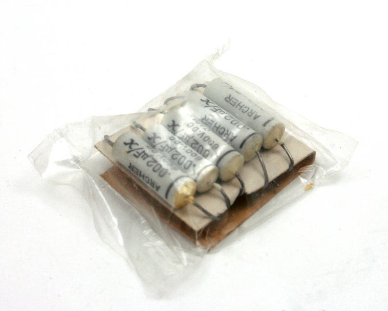 steampunk art craft supply Vintage capacitor .002 mfx uf 600v dc Archer audio electronics radio electrical parts unused new old stock NOS