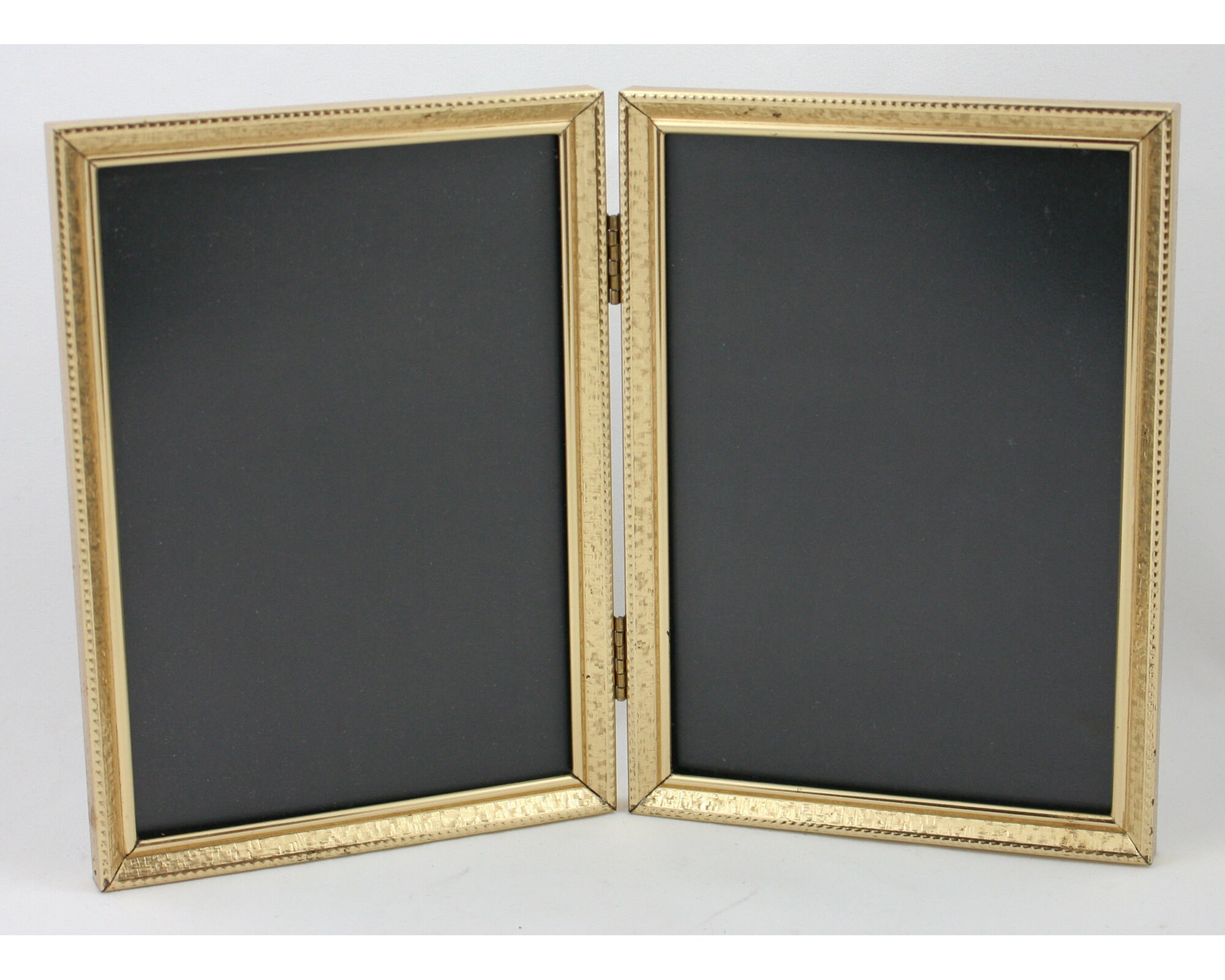 2 x Vintage 1980's Kick Stand Photo Frames 5x 7" Gold Tone 2 x Vintage 1980's Kick Stand Photo Frames 5x 7" Gold Tone